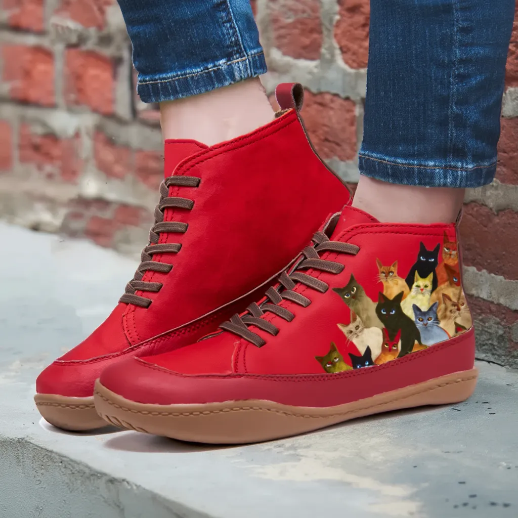 Minnie | Bottines en Cuir pour Amoureux des Chats