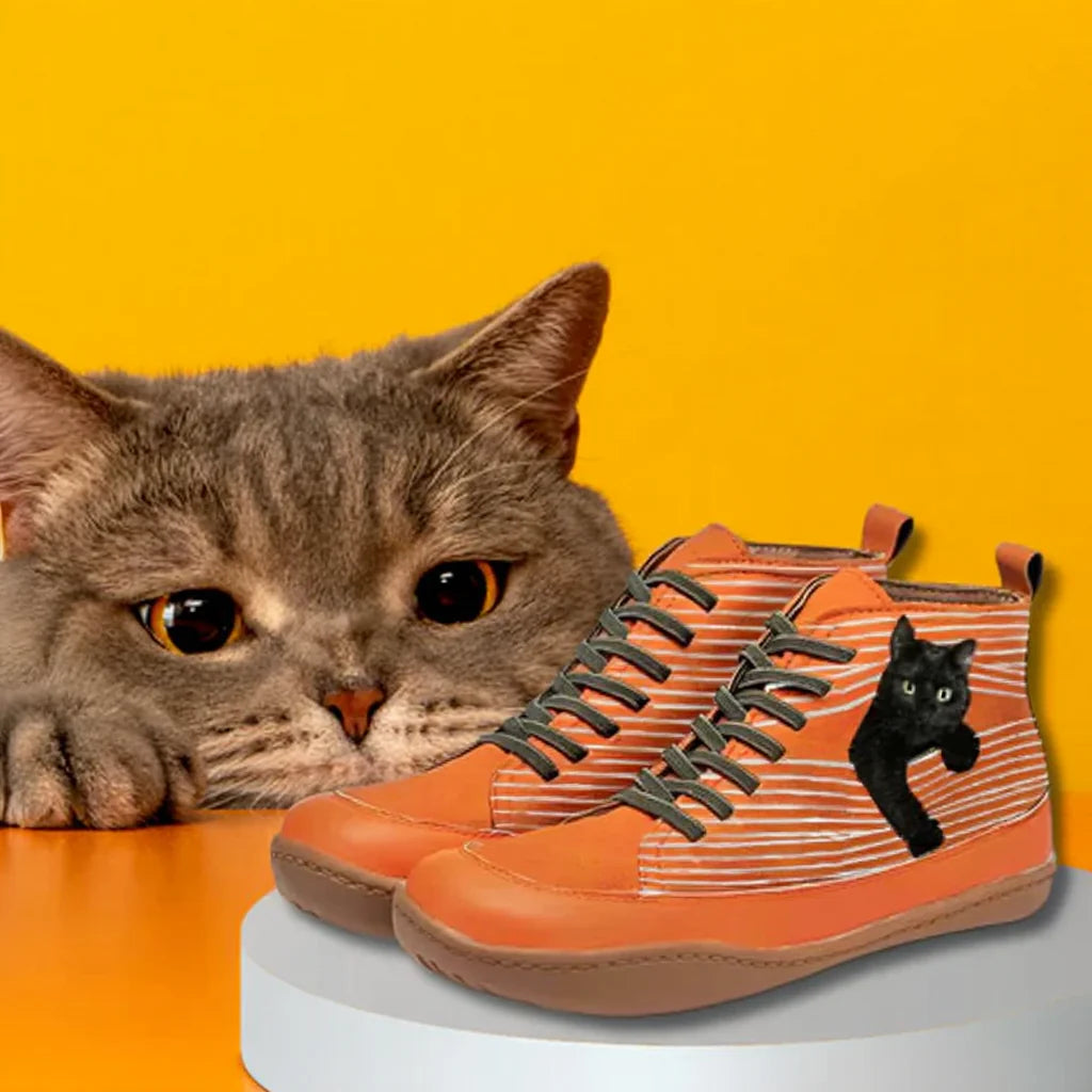 Tilly | Bottines en Cuir pour Amoureux des Chats