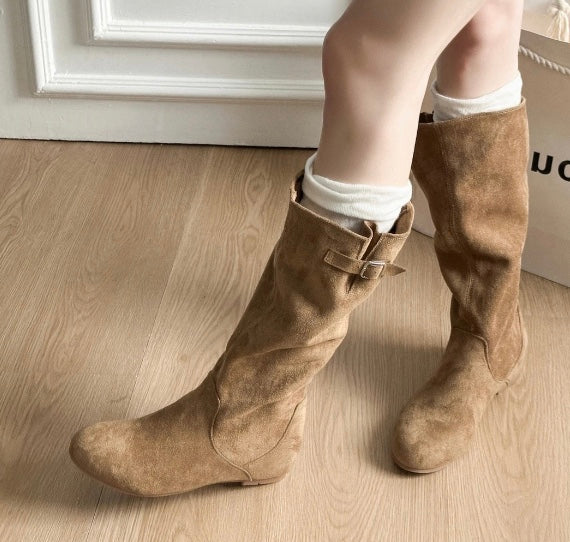 Isabella | Bottes Montantes en Daim Élégantes