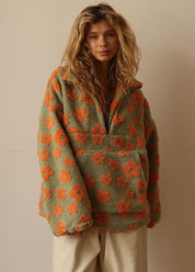 Charlotte | Fleurs Douces – Pull en polaire à demi-zip