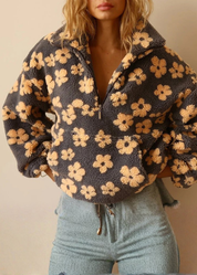 Charlotte | Fleurs Douces – Pull en polaire à demi-zip
