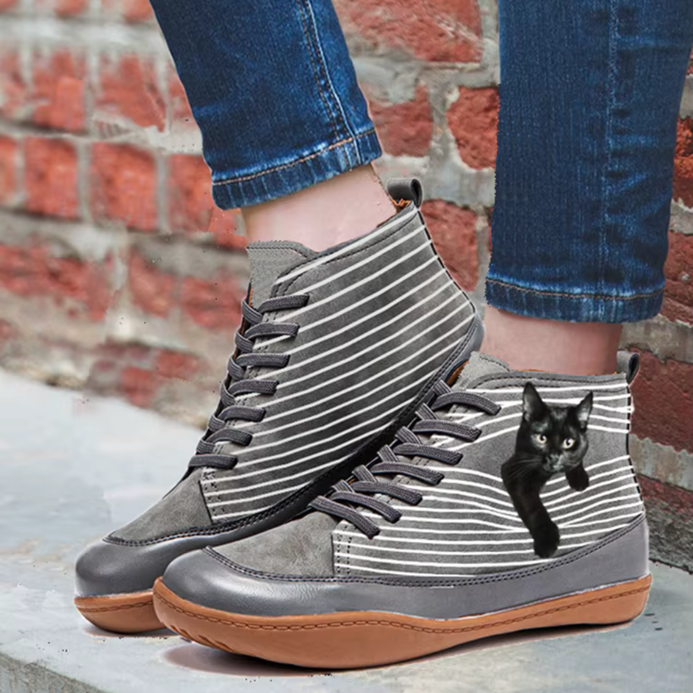Tilly | Bottines en Cuir pour Amoureux des Chats