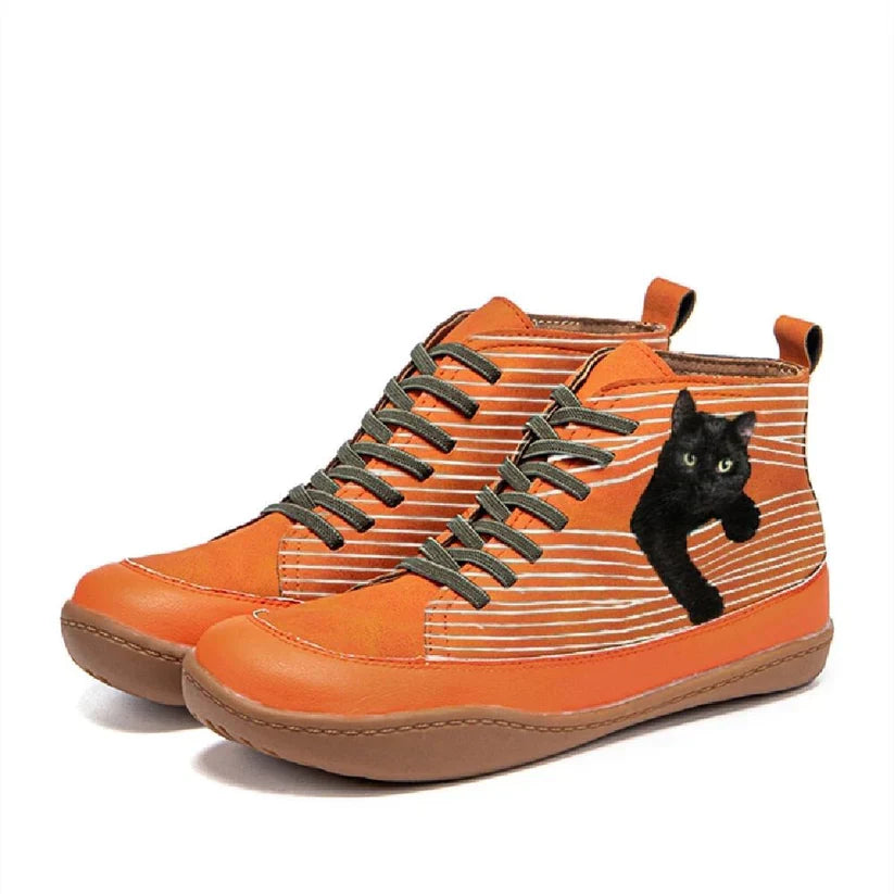 Tilly | Bottines en Cuir pour Amoureux des Chats